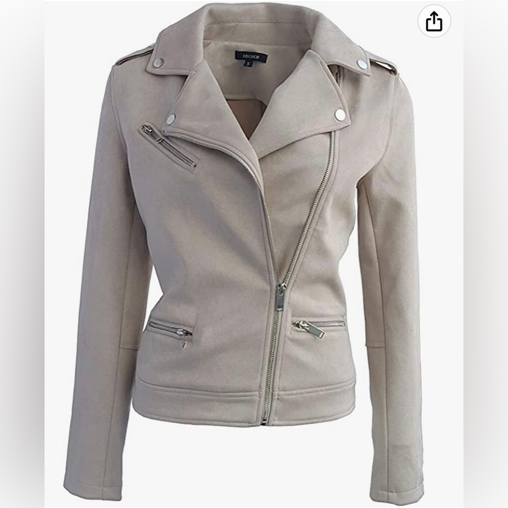 Brand new, never worn Faux Suede Jacket in Stone